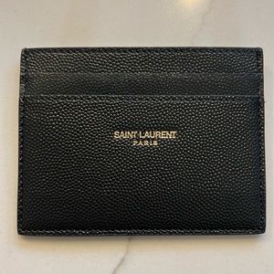 SAINT LAURENT PARIS CREDIT CARD CASE IN GRAIN DE POUDRE EMBOSSED LEATHER